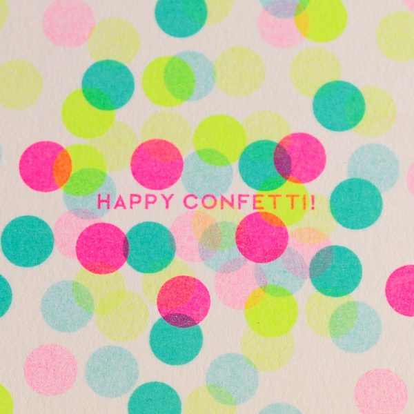 Nahaufnahme Postkarte Happy Confetti